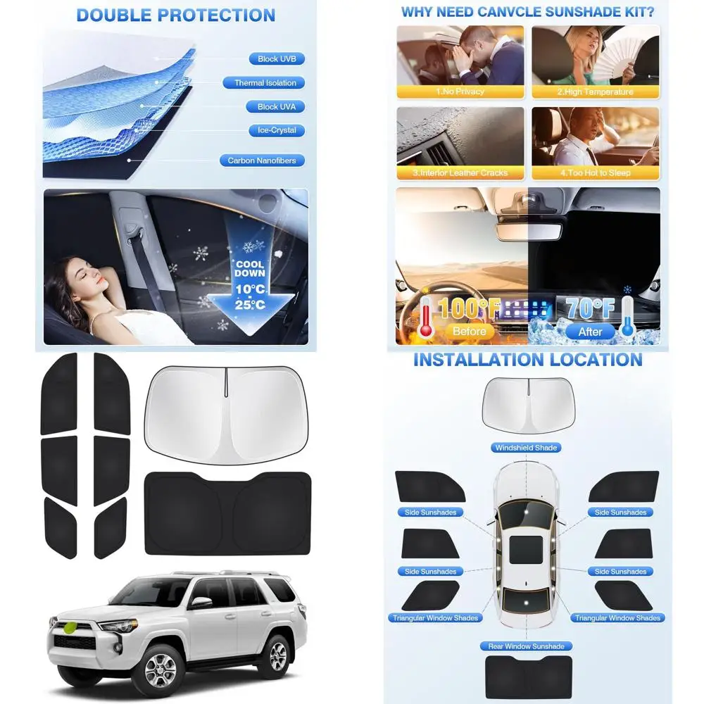 

Солнцезащитный козырек на лобовое стекло для Toyota 4Runner 2010-2024 5-го поколения, аксессуары, боковой козырек на заднее окно, комплект солнцезащитного козырька Priv