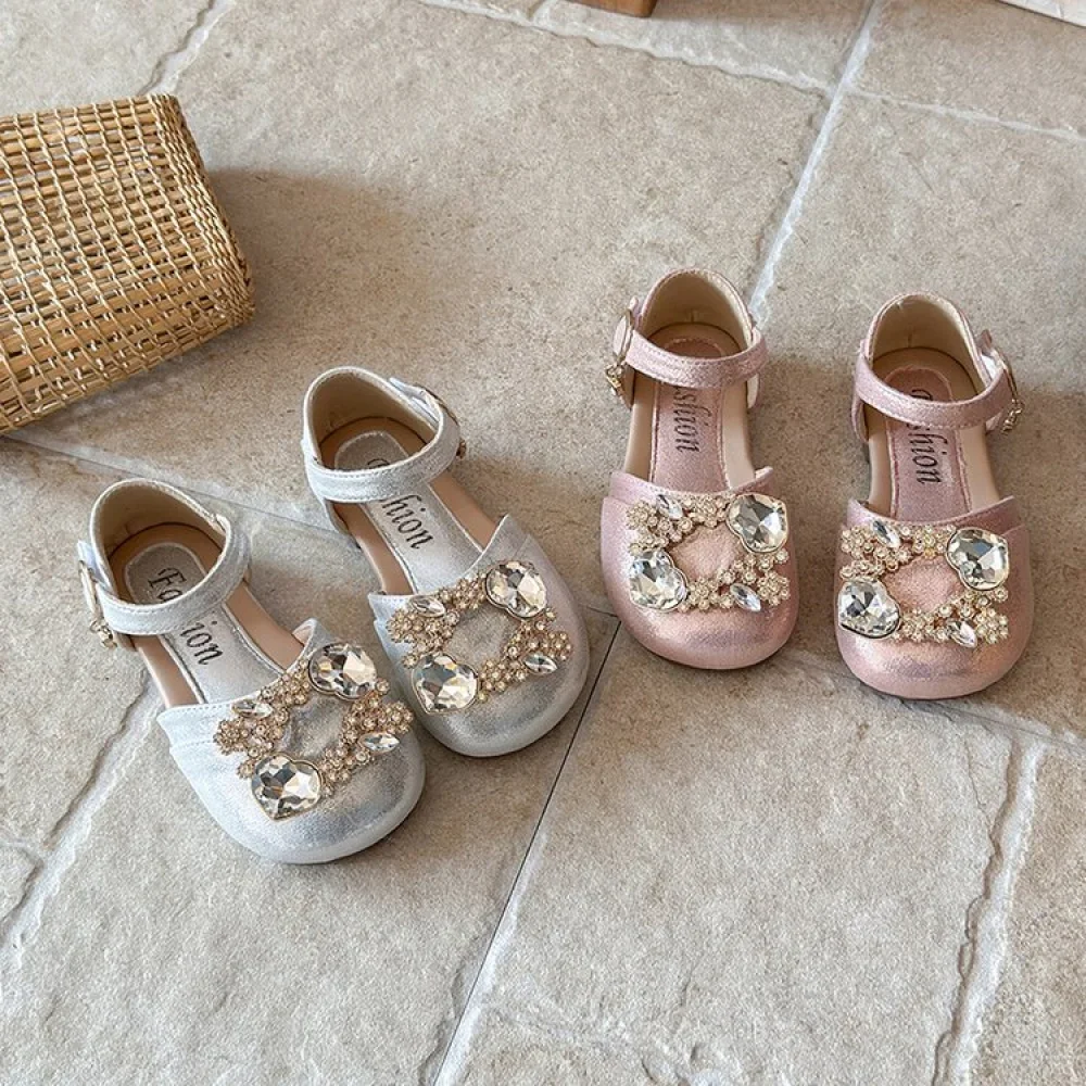 

2026 Korean Style Luxury Girl's Princess Sandals Elegant Lady Birthday Party Footwear Rhinestone Summer Sandal For Girls 23-33