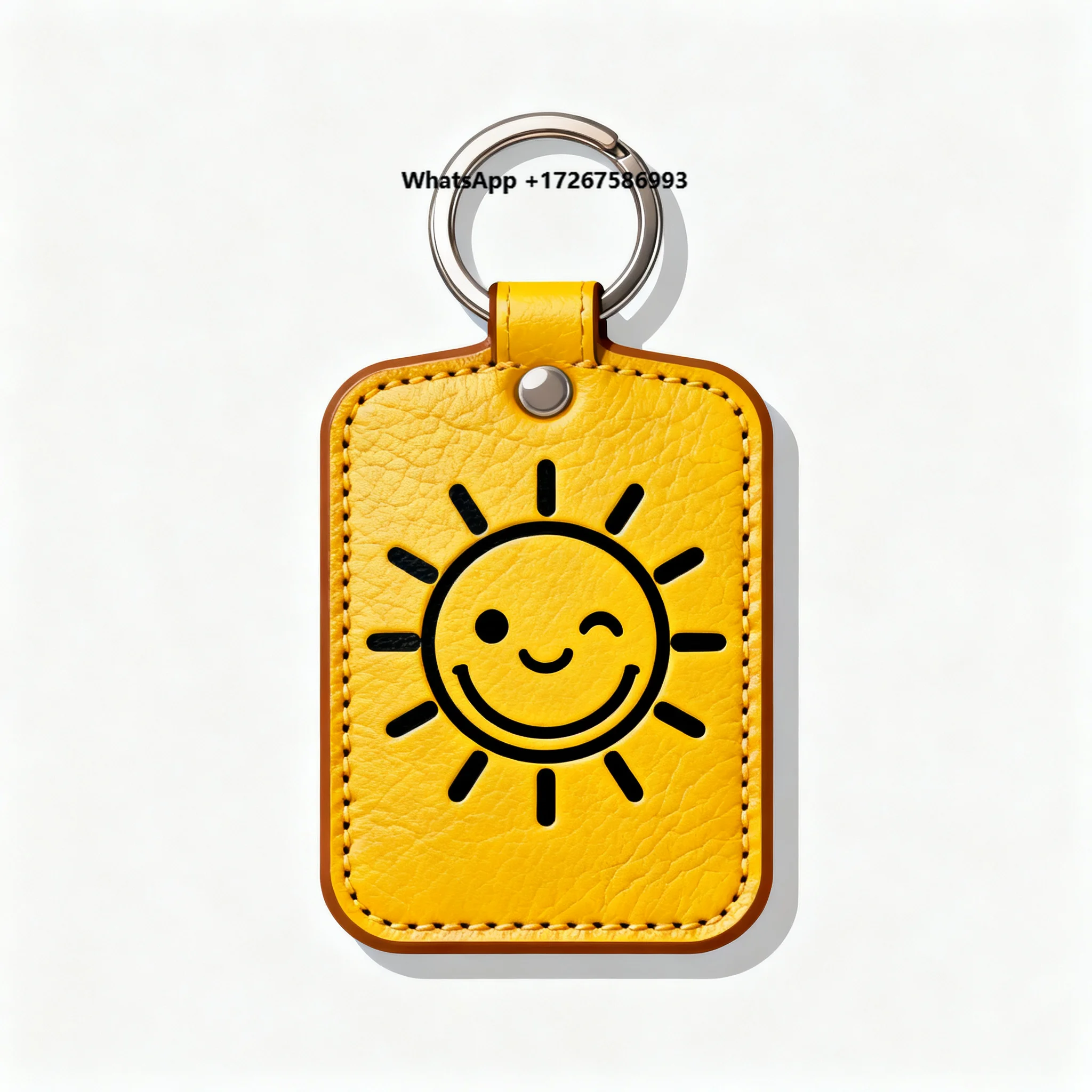 New Car Leather Metal Keychain Customizable LOGO Zinc Alloy Balloon Style Rectangle Shape Lightweight Waterproof Promotional