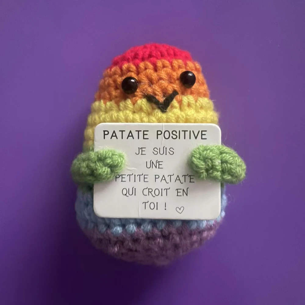 DIY Positive Card Knitted Potato Doll, Funny Positive Energy Egg Pendant, Crocheted Ornaments, Home Decoration, Festive Gifts view 3