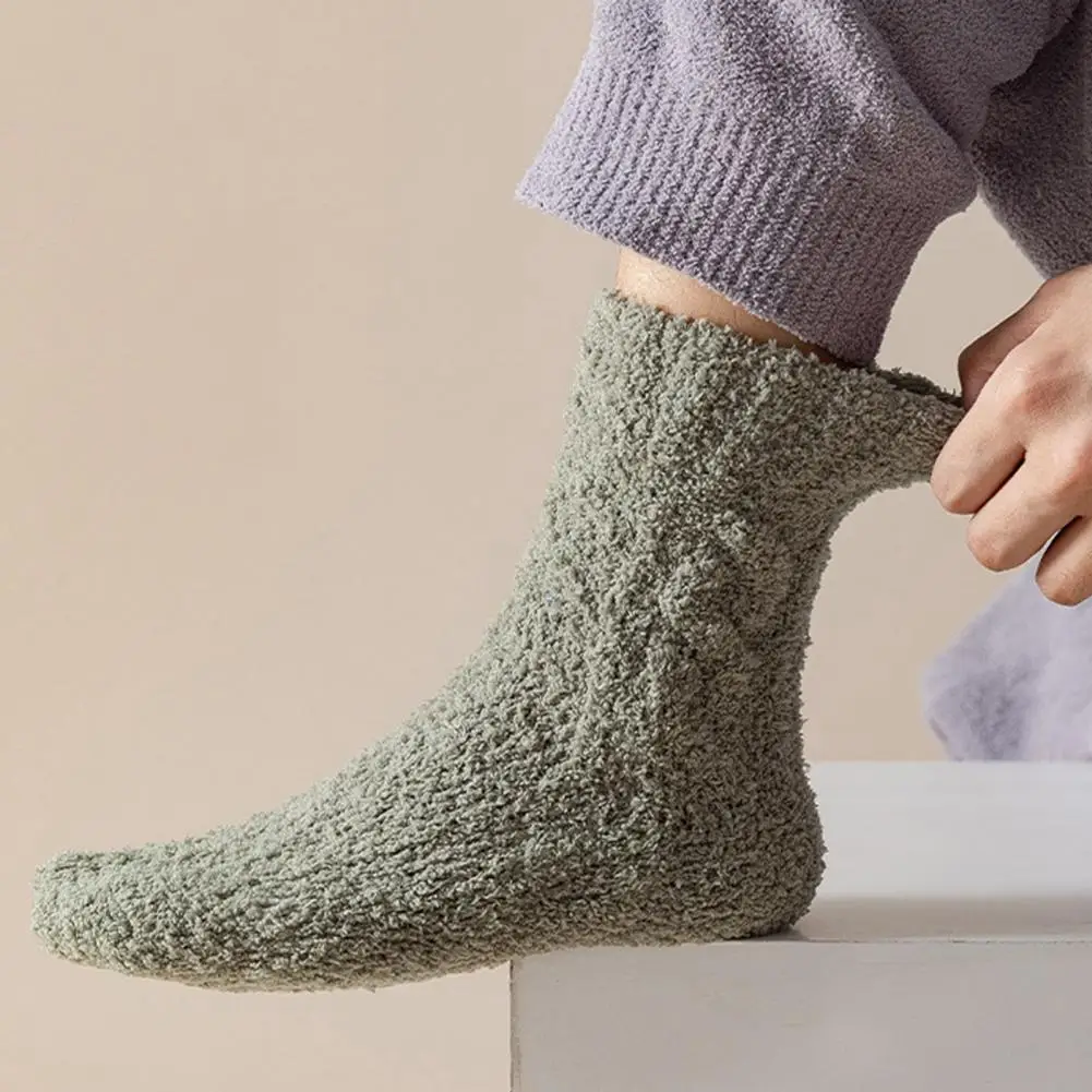 

Floor Socks Cozy Coral Fleece Slipper Socks for Women Thick Winter Thermal Sleep Socks Soft Warm Mid-calf Fuzzy Wear-resistant