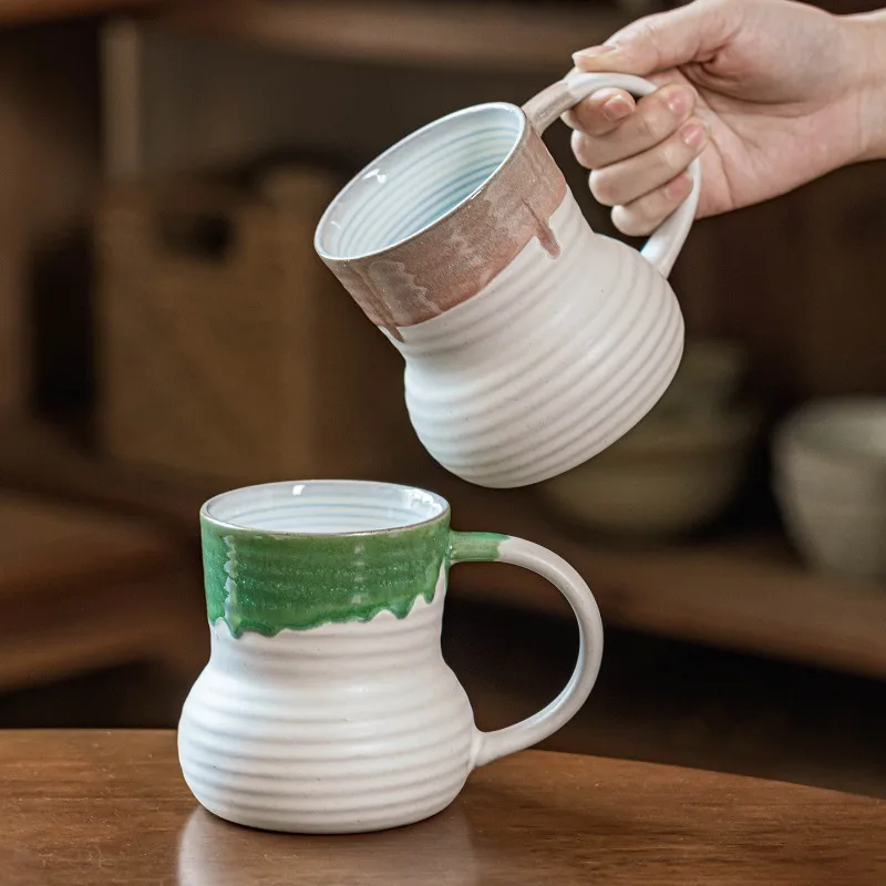 Creative Abstract Gradient Ceramic Coffee Cup Large Capacity 400ml Tea Cup Office Breakfast Coffee Mug Couple's Mug Decoration