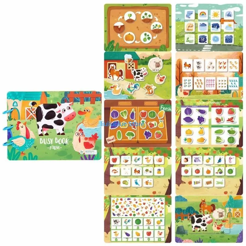 كتاب مرئي قابل لإعادة الاستخدام مع ملصق دعائم تعليمية محمولة لرياض الأطفال 62CF #3