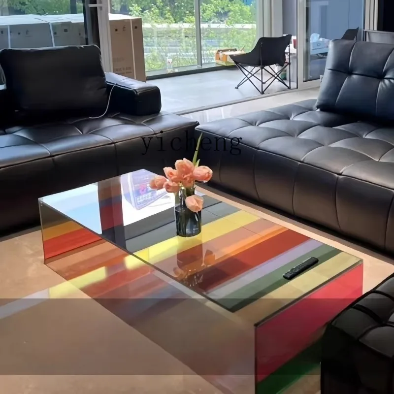 Rainbow Coffee Table Living Room Internet Celebrity Furniture Glass Bay Window Tatami Tea Table-D21