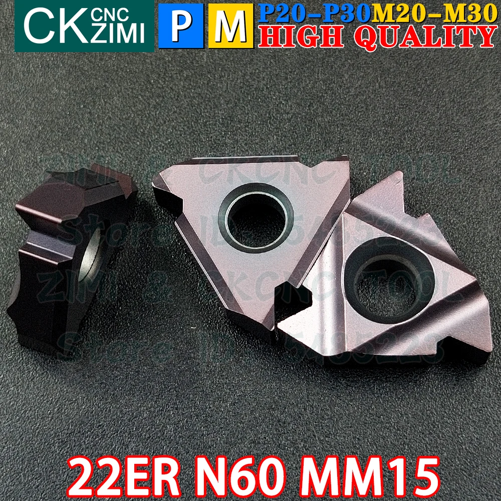 22ER N60 MM15 Carbide Inserts External Thread Threaded Inserts Tools MMT22ER N60 CNC Machine Metal Lathe Turning Cutter Tools