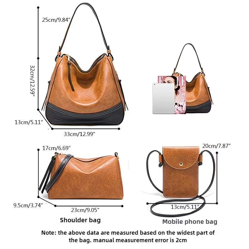 Women's Bag Set - 4-piece Set. Simple Contrasting Color, Large Capacity, Crossbody Bag for Mobile Phone and Card. view 2