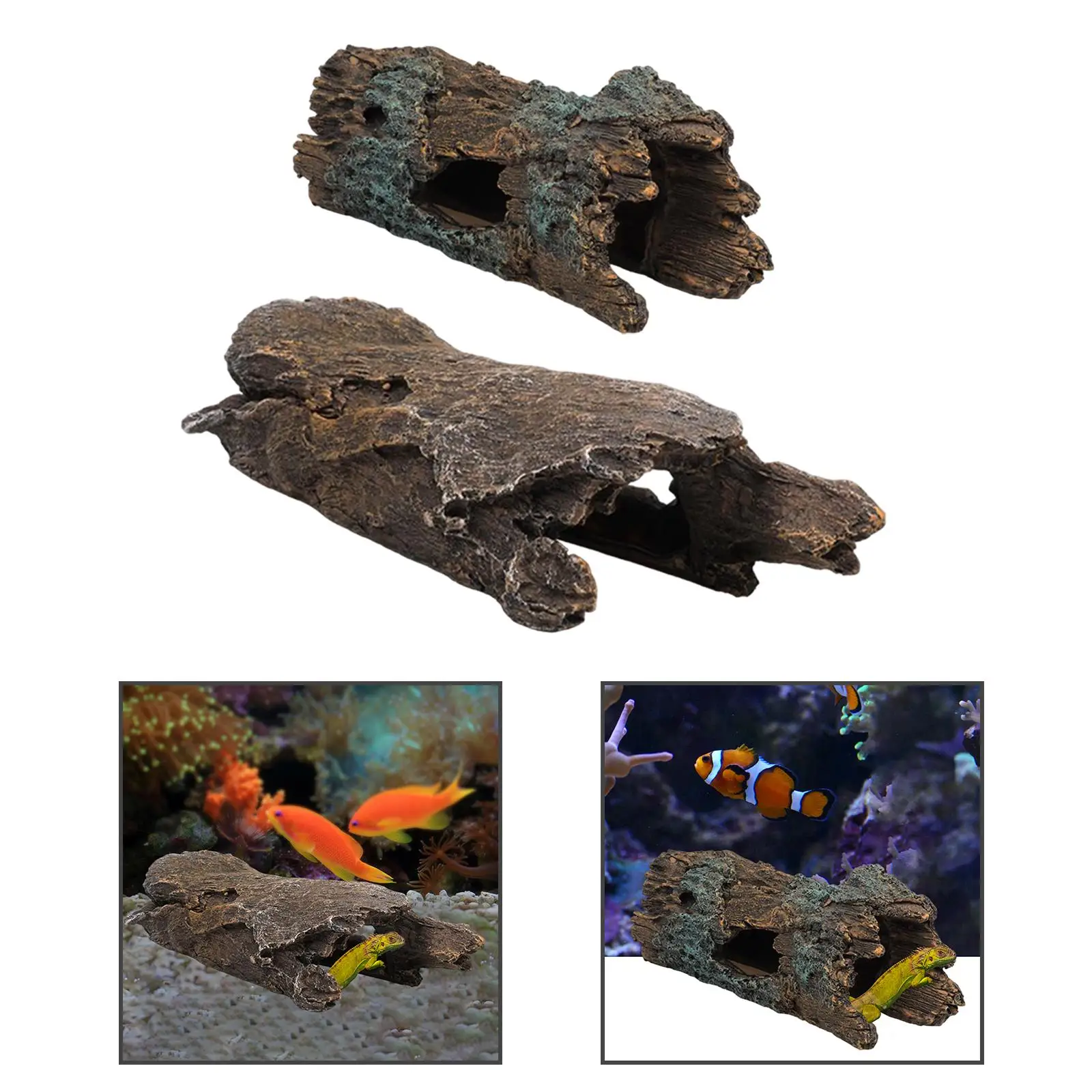 Esconderijo para reptiles, troncos huecos de resina, tortuga, cueva para tomar el sol, decoración de acuario para Betta
