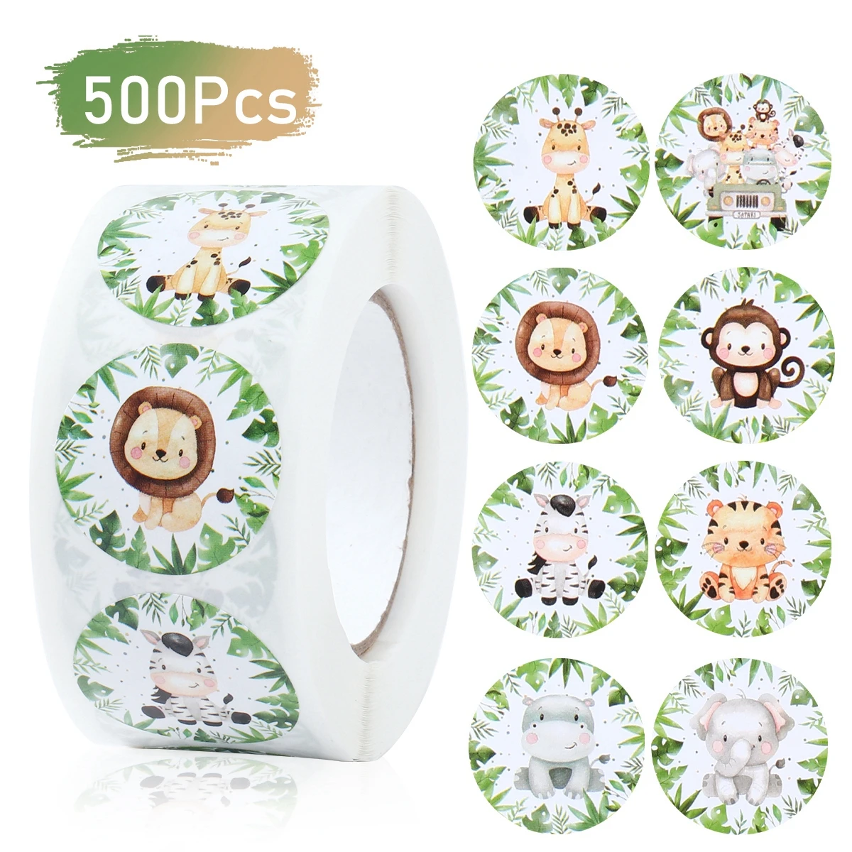 500pcs Jungle Animal Paper Labels Cartoon Cute Party Stickers for Wedding Baby Shower Birthday Gift Packing Stickers Party Decor