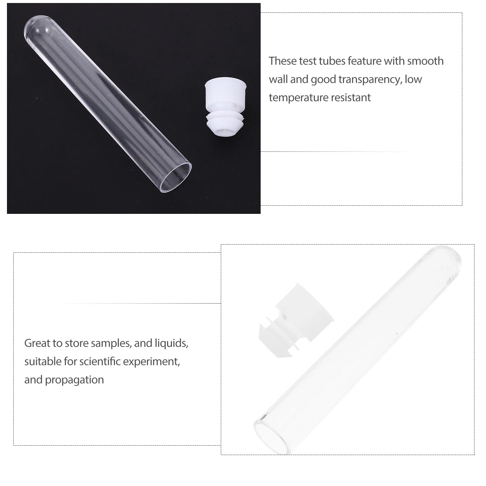

50pcs 16X100Mm Clear Plastic Test Tube Premium Hard Shell Leak-Proof Container For Travel Lotion Gel Storage Small
