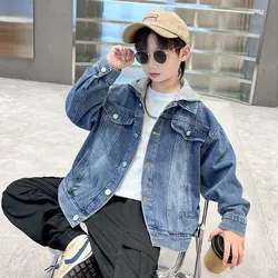 Boy Denim Jackets Kids Jeans Coat Children Hooded Outerwear Clothing Spring Autumn Boy Hooded Sport Clothes For 3-12T Kids