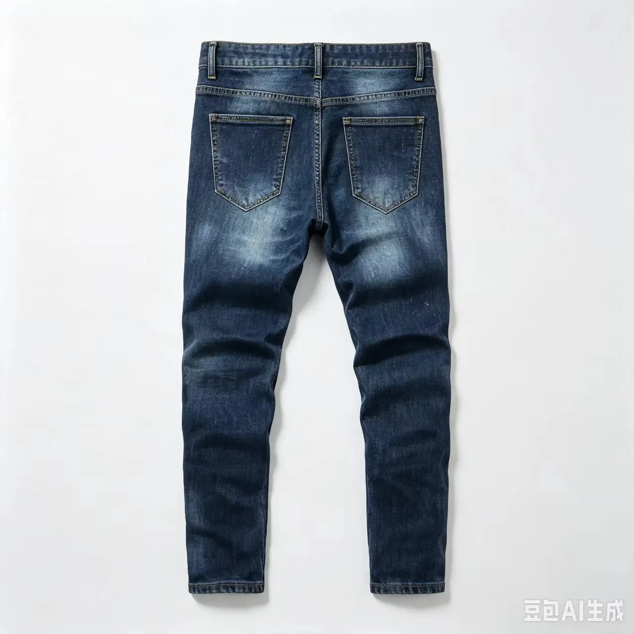 Men's Y2K Designer Fashion Blue Jeans Hip Hop Bra Perforated Painted Wrinkled Washed Nostalgic Elastic Slimming