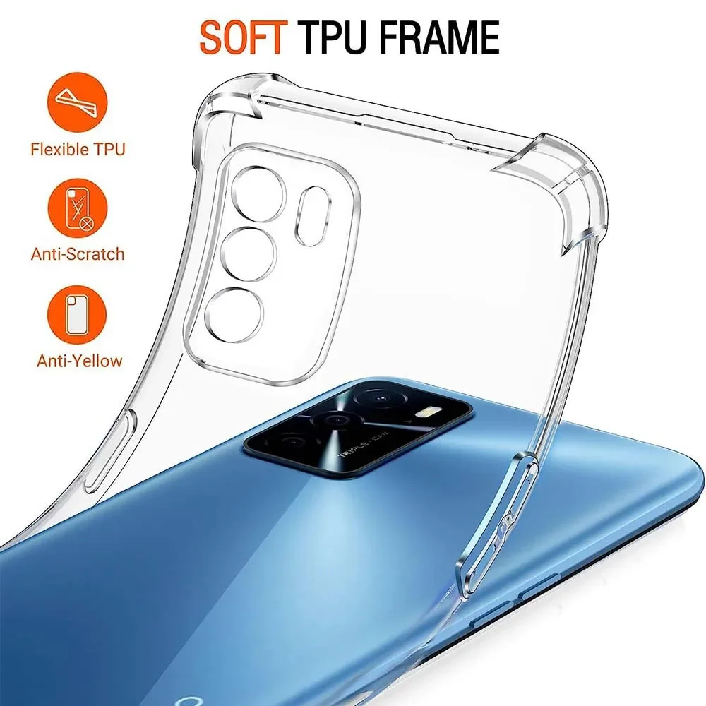 For OPPO A16 Case Oppo A16s A54s A17 Case Crystal Clear TPU Shockproof Cover Oppo A98 5G A78 A96 4G A76 A94 5G A52 A72