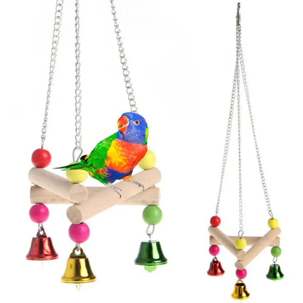 Premium Triangle Standing Swing for Parrots Cockatiels Parakeets - Colorful Bird Cage Accessory for Chewing Climbing Balancing