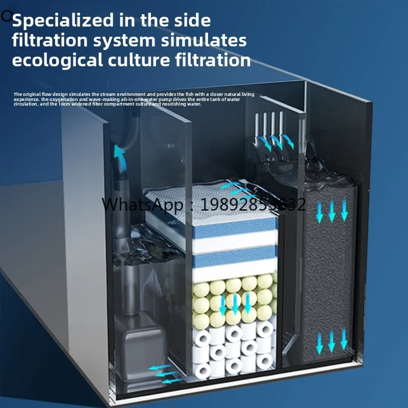 new desktop stream tank side filter ultra-white glass self-circulation living room landscaping water-free fish tank