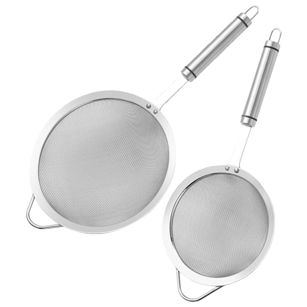 

2Pcs Stainless Mesh Strainer 12cm 18cm Diameter Sieve Strainer Set Fine Sieve Juicer Soy Milk Noodle Filter Spoon