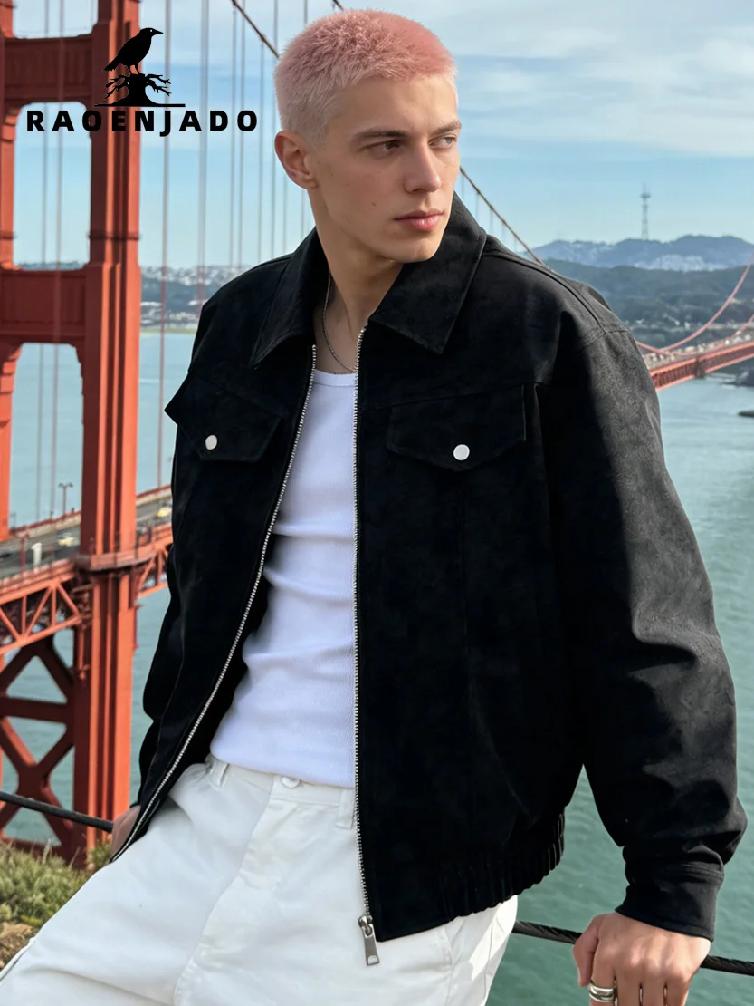 

Men's Faux Leather Jacket Vintage Bomber Zipper Coat Motorcycle Streetwear Lapel Top Spring/Autumn Oversized New in Jacket