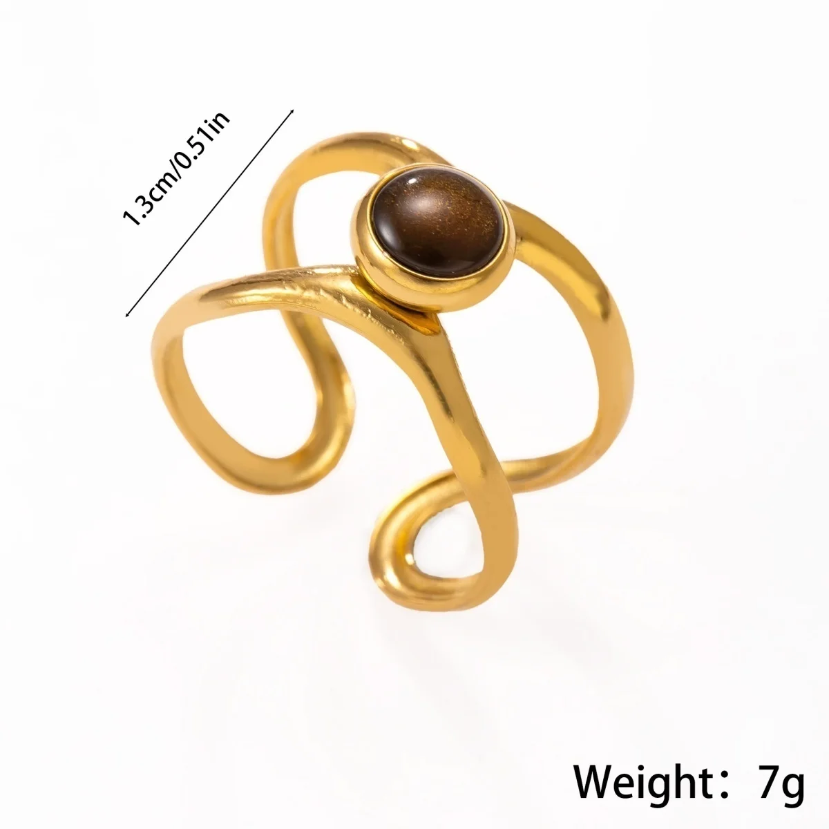 Vintage Maillard Tigerauge-Stein Ovaler Lava-Sonnen-Fingerring für Damen und Herren, Edelstahl, hohler geometrischer Ring, Herbstschmuck – Detail 5