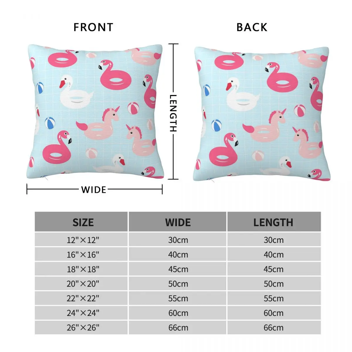 Unicorn Pool Float Pink Flamingo Pool Float Pillowcase Polyester Linen Velvet Printed Zip Decor Car Cushion Case