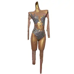 Celebrity's Sparkling Rhinestone Jumpsuit for Birthday Celebration Party Luxurious Attire for Dancers' Performances Zhayao