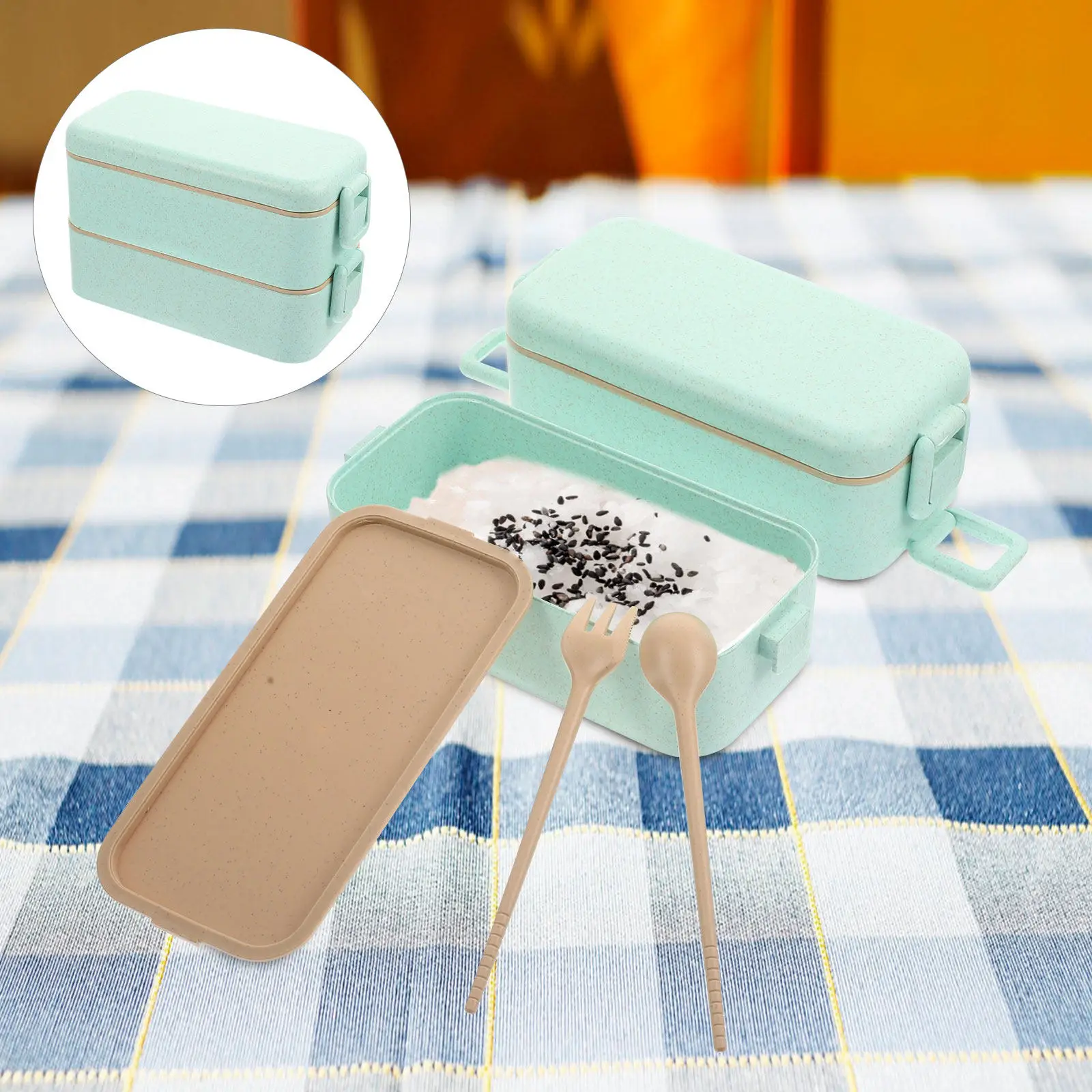 

Контейнер для еды из пшеничной соломы, большой ланч-бокс, многоразовый, для микроволновки, портативный, для взрослых, офиса, школы, пикника