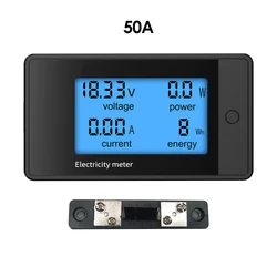 Medidor de potencia de voltios Digital LCD, amperímetro, voltímetro de energía, amperímetro, Kwh, DC8-100V, 20A, 100A