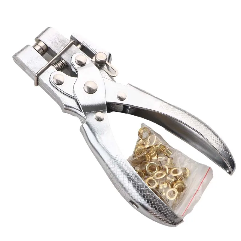 Multifunctional Eyelet Plier Hand Hole Puncher Tool with Metal Eyelets For Belt Leather Paper Fabric Grommet Setting