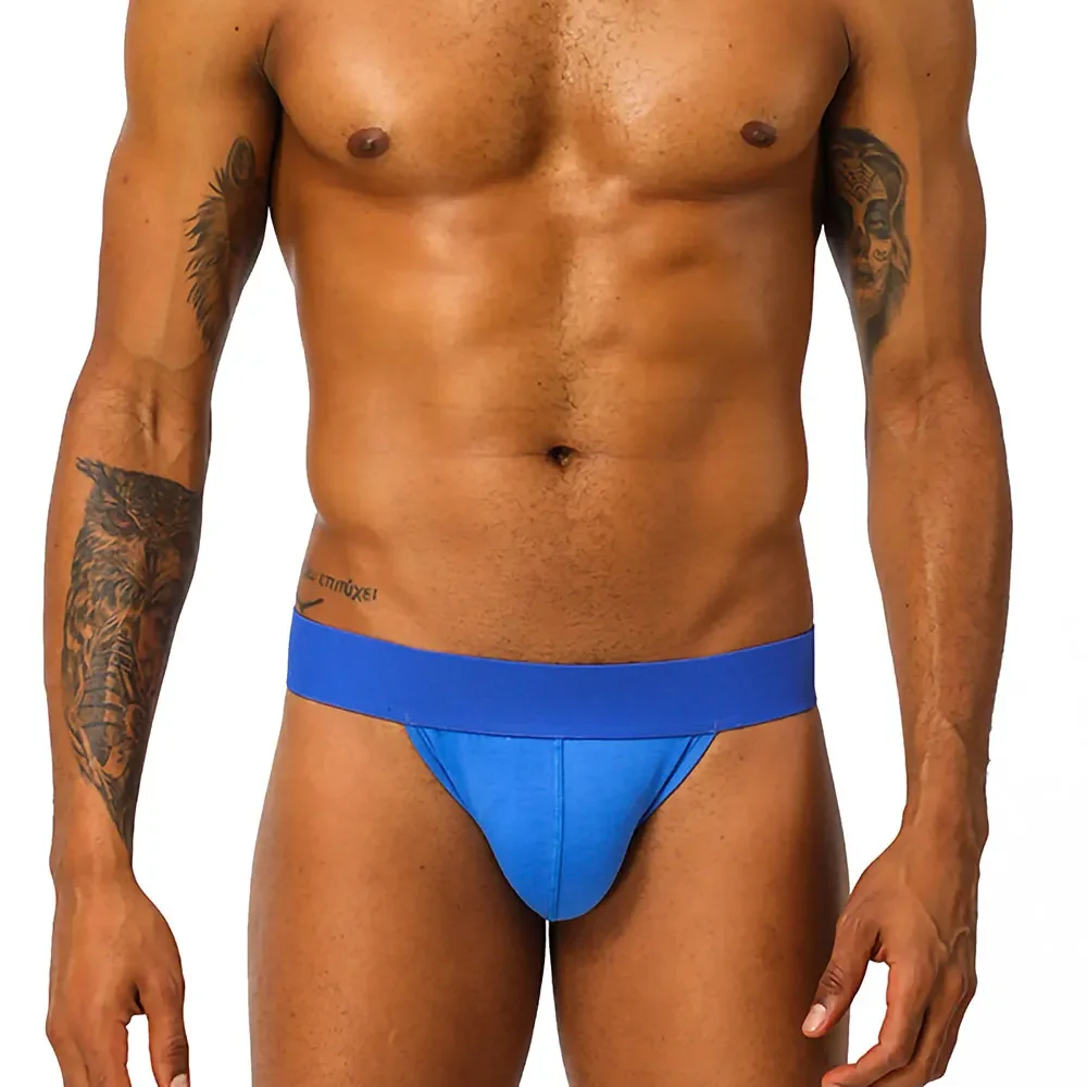 Ropa interior de algodón para hombre, de tiro bajo suspensorio elástico, Sexy, tangas deportivas