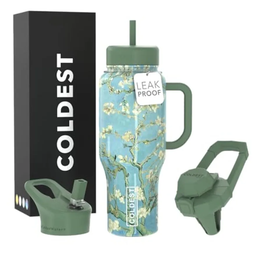 

Coldest Tumbler with Handle and Straw - 100% Spill Proof Tumbler with Straw 3 Lids - Stainless Steel Insulated Leakproof Tumble