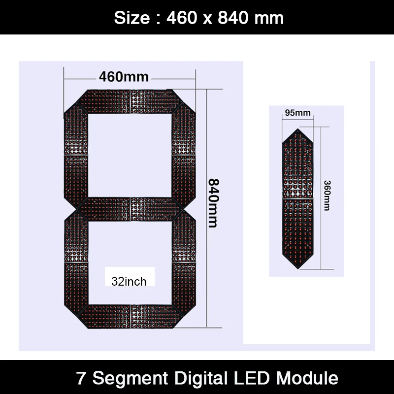 Waterproof Number LED 7 Segment Module 32 inch for Digits