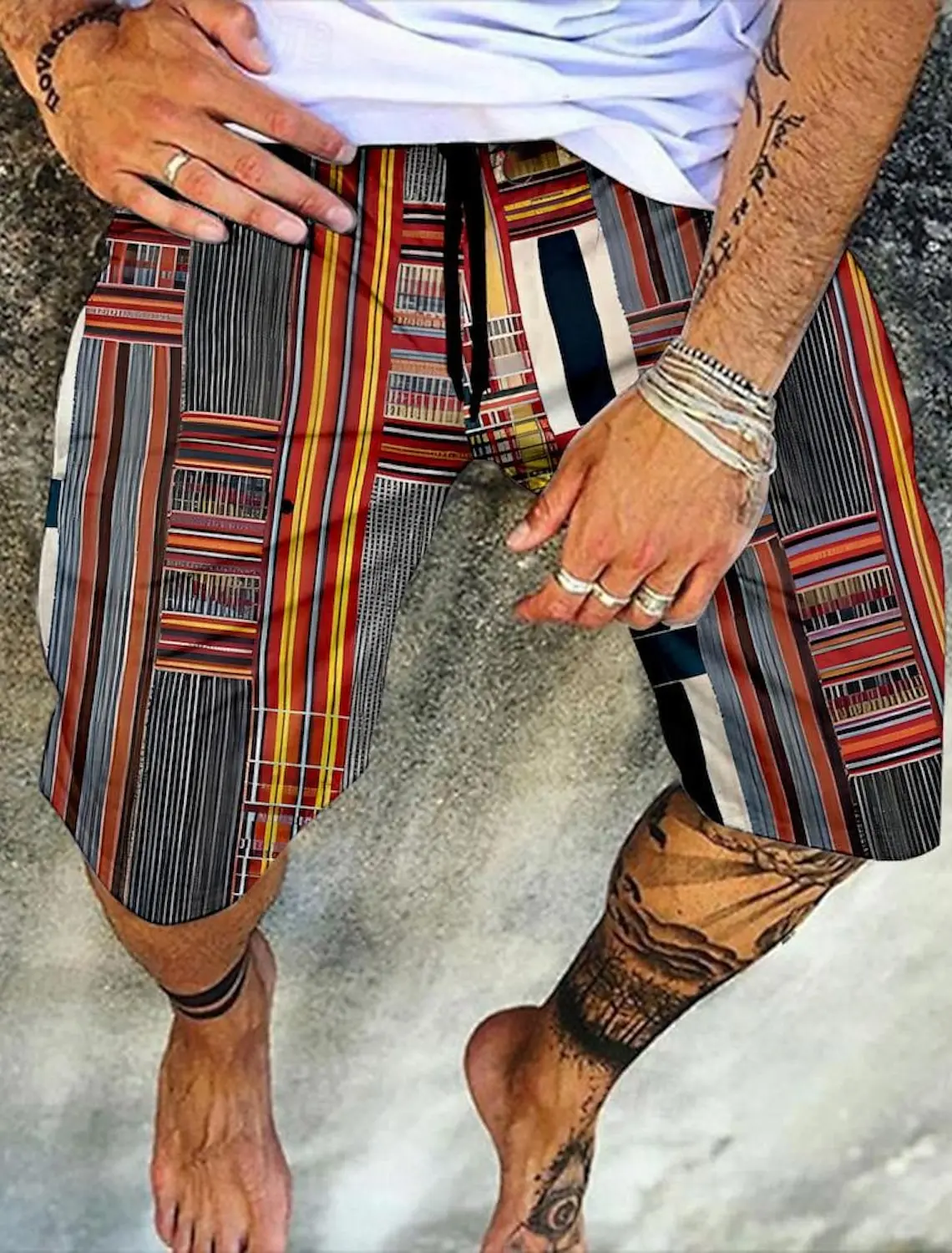 Men's Retro Swim Trunks 3D Ethnic Style Printed Beach Shorts Quick Dry Outdoor Leisure Sports Shorts Swimwear Men's Shorts