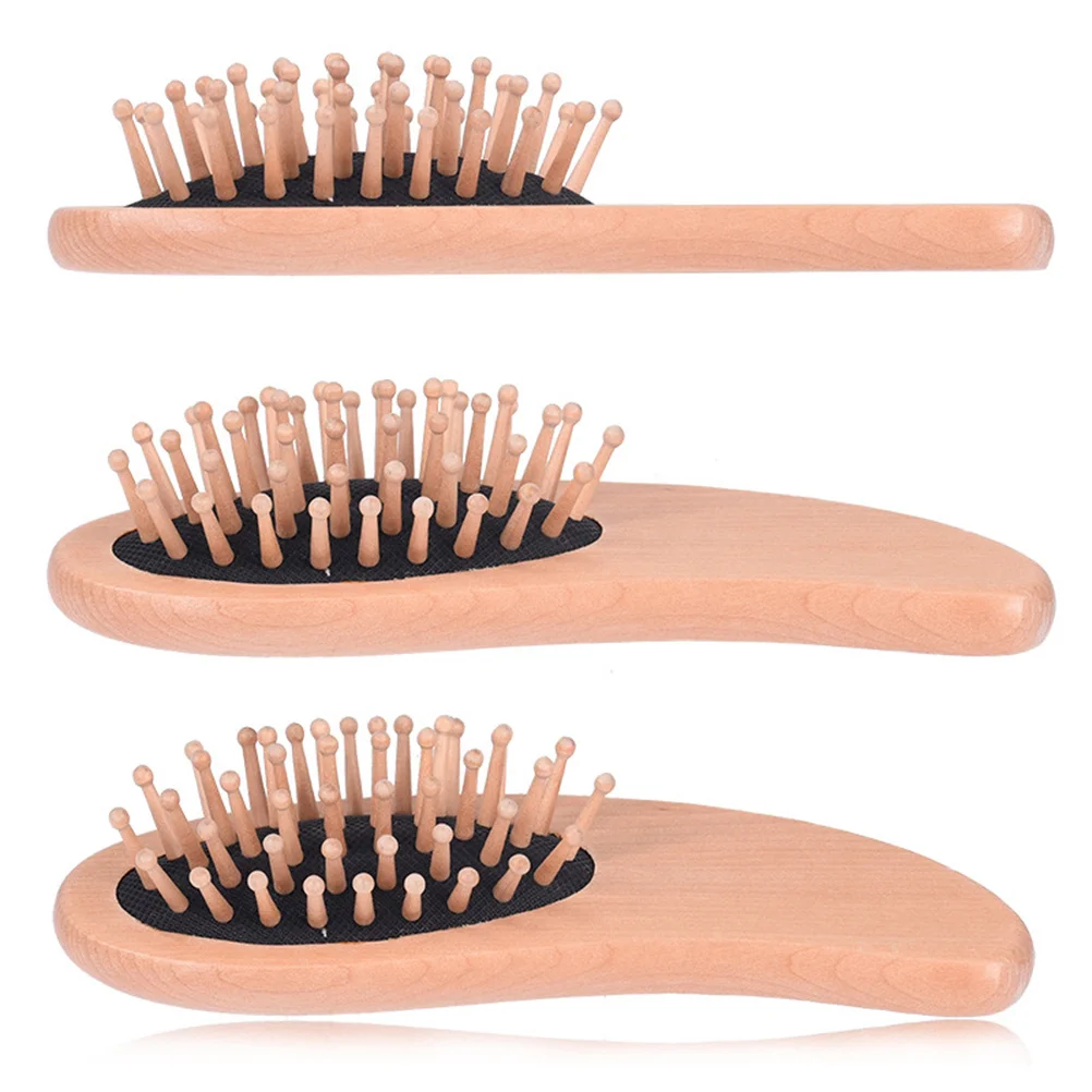 

Massage Comb Wooden Handle Detangling Scalp Care Tool for All Hair Types Smooth Pain-Free Comb Comfort Grip
