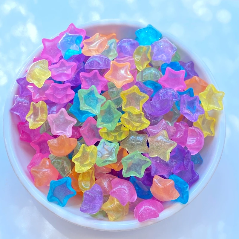 30pcs 3D Resin Nail Charms Shining Stars Nail Parts Accessories Kawaii DIY Nail Art Decoration