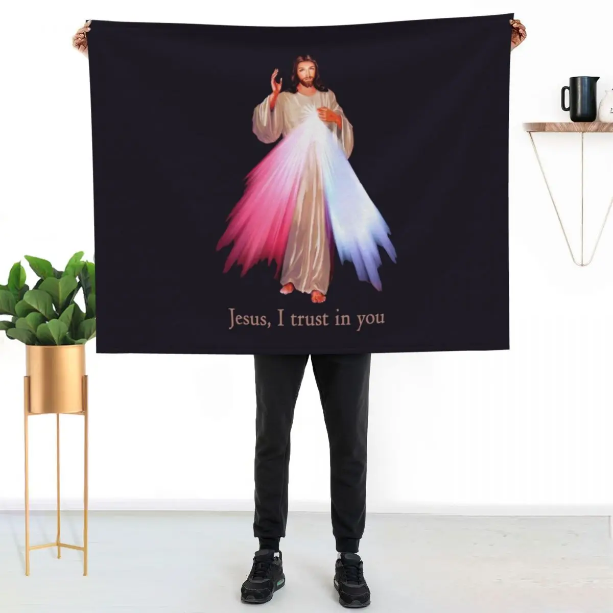 Jesus I trust you Divine Mercy Image (transparent background design) Throw Blanket Designers Nap Blankets