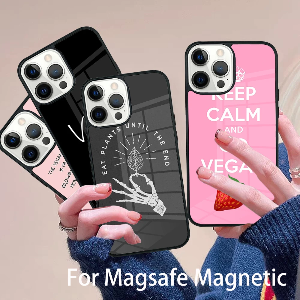 

Love Animal Vegan Quotes Phone Case Magesafe Magnetic Wireless Charge Cover For IPhone 16 11 12 13 14 15 Pro Max Plus