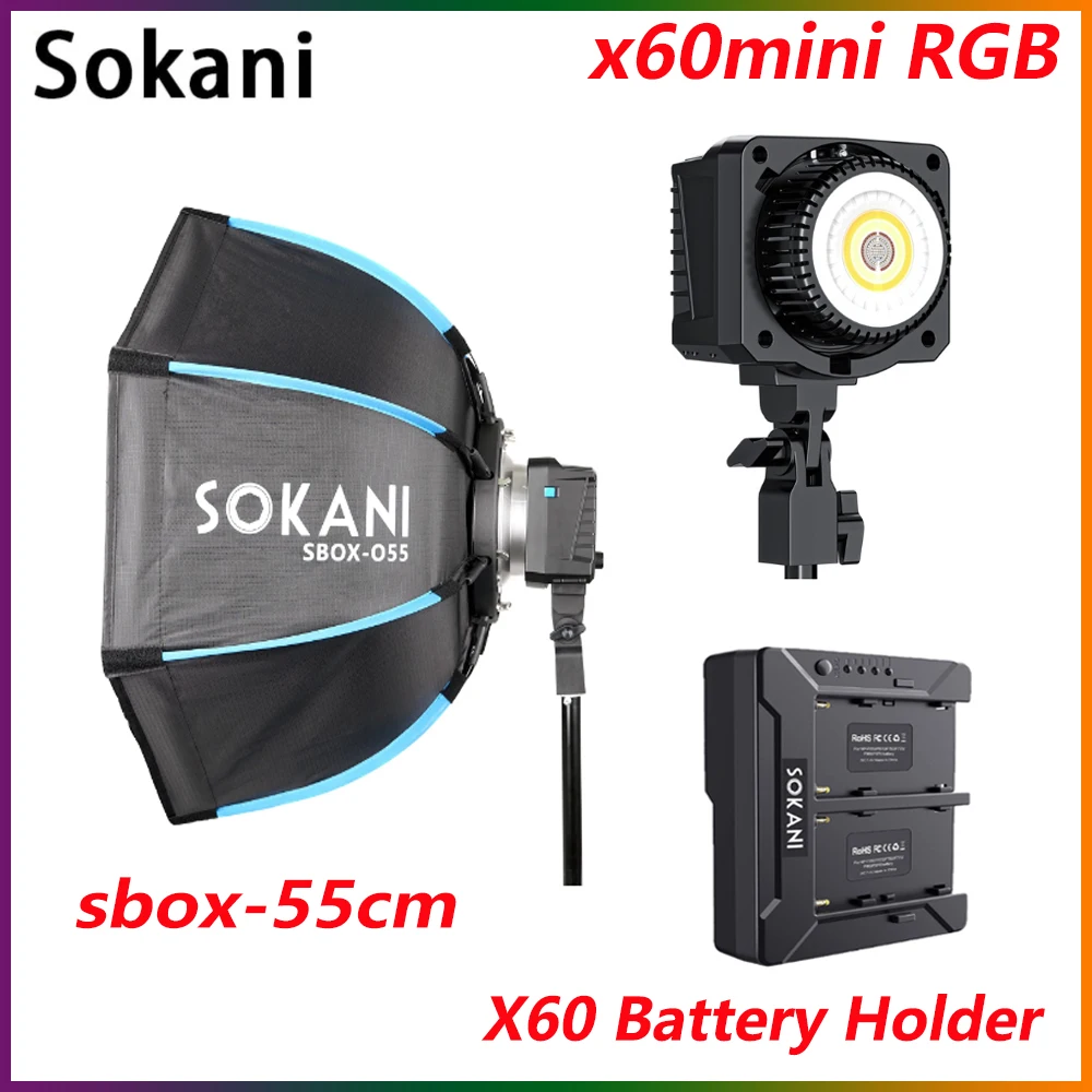 

Sokani X60mini RGB фотография Освещение 5600K светодиодный видео светильник 80W Регулировка яркости с сумкой Bowens Mount