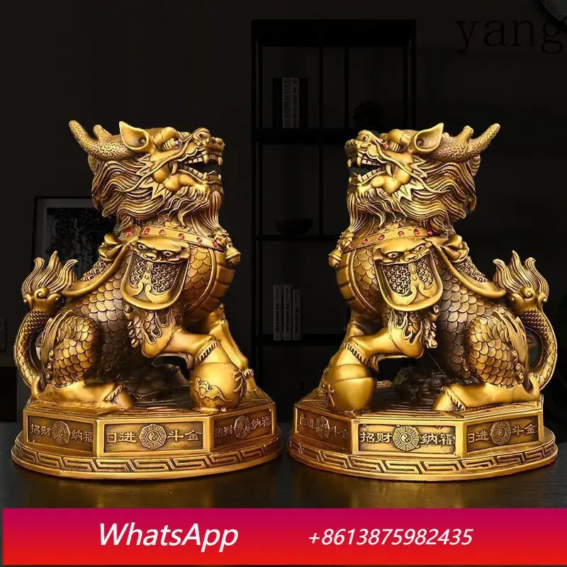 

LH 1pairs Copper Gossip Unicorn Ornament Business Home Living Room Front Desk Decorations