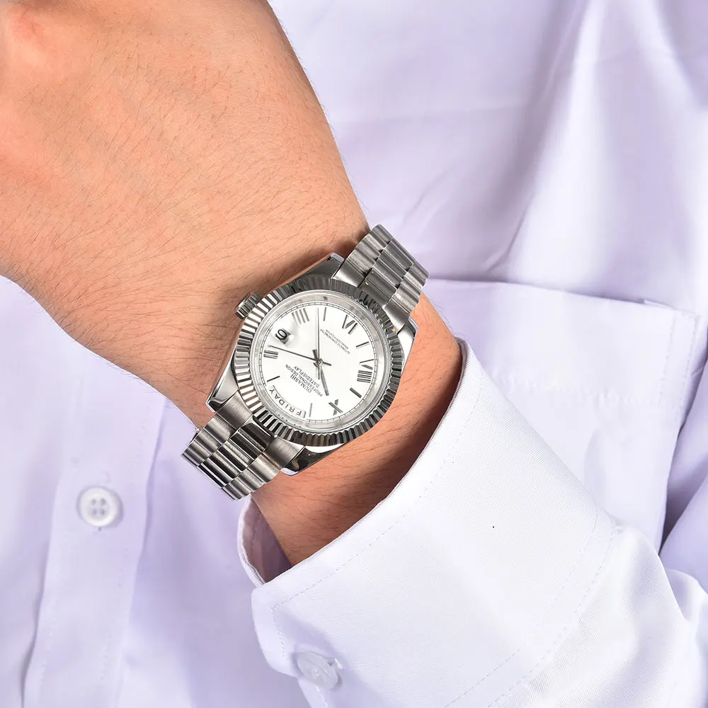 Reloj para hombre de 36mm/39mm, reloj mecánico automático con movimiento Miyota8285, logotipo personalizable, reloj de pulsera resistente al agua con cristal de zafiro