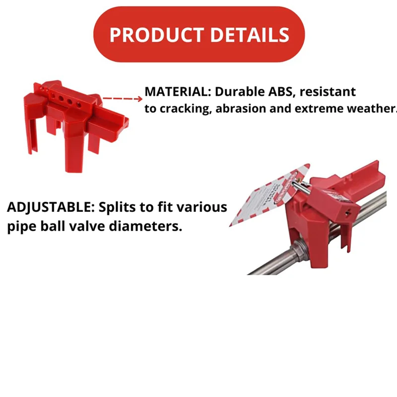 

ABAG Ball Valve Lockout With Padlock For 1/2In-2-1/2In Outside Diameter Pipe - Design Prevents Accidental Activation