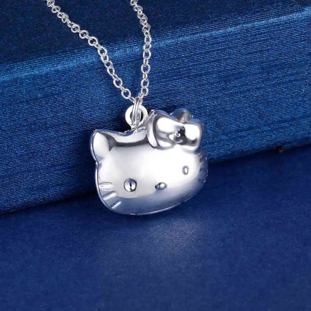 New luxury 925 Sterling Silver fine Cute Cat necklace bracelet for Women Jewelry set fashion designer Party Wedding Gifts