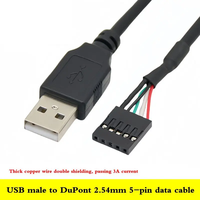 30cm 50cm USB Single Male Cable Motherboard USB Pin to USB Cable DuPont 5-Pin 2.54mm Spacing to USB Data Adapter Cable