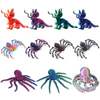 3D Printed Octopus Spider Kylin Flexible Movable Rotatable Articulated Ornaments Home Office Desktop Ornament Simulation Toys