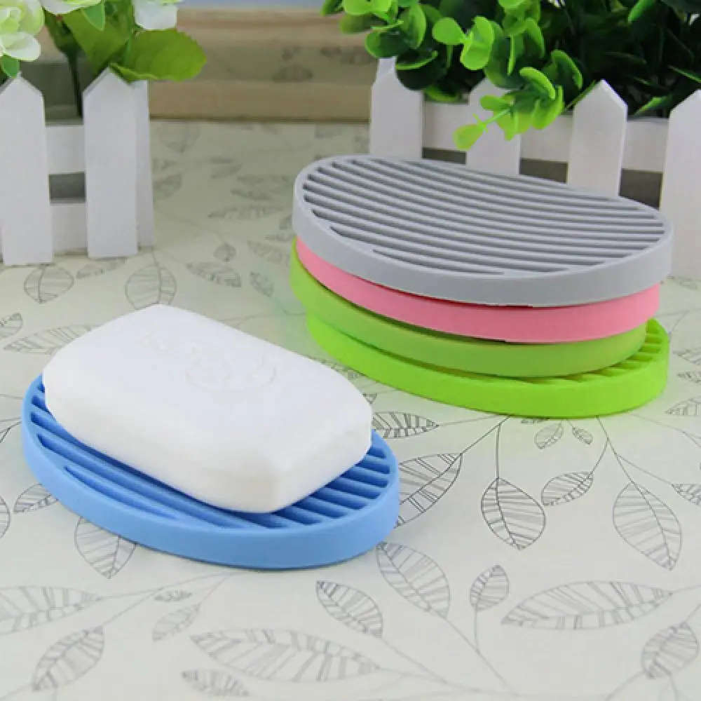 Portable Soap Plate Holder Creative Silicone Flexible Bathroom Toilet Soapbox Soap Dish