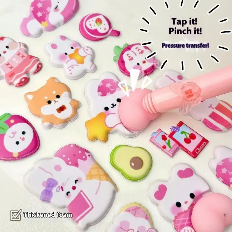 1/4 قطعة الكرتون ملصق ثلاثية الأبعاد منتفخ Squizee الإجهاد الإغاثة أرنب كابيبارا الدب ل جراب هاتف محمول الديكور مجلة لتقوم بها بنفسك الكولاج #2