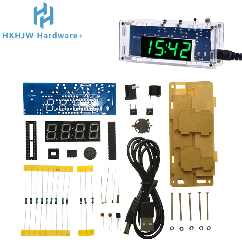 DIY Digital Clock Kit Display Date Week Temperature Alarm DS1302 Soldering Project Learning Practice Solder Diy Electronic Kit