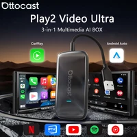 OTTOCAST Play2Video Ultra Carplay Ai Box adaptador inalámbrico Android Auto integrado en Youtube Netflix para VW Benz Ford 99% de coches