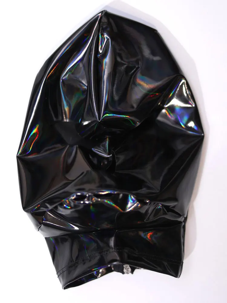 Sexy Wet Look PVC Latex Head Covering Open Eye Mouth 3D Role Play Clubwear Cospaly Party Headwear nuovo In Now cappe per Stagewear