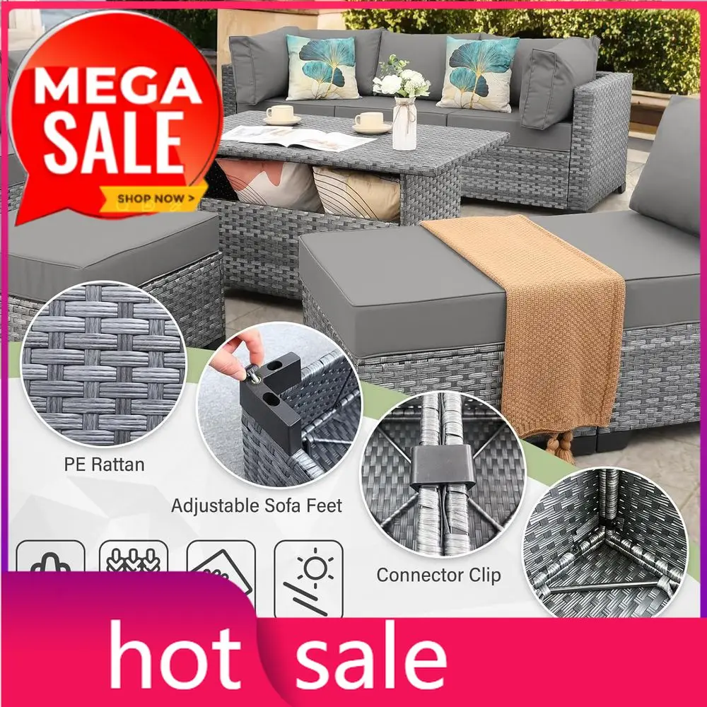 

Хит продаж: Серый 9-предметный комплект садовой мебели из искусственного ротанга с отсеком для хранения, подушками и чехлом.