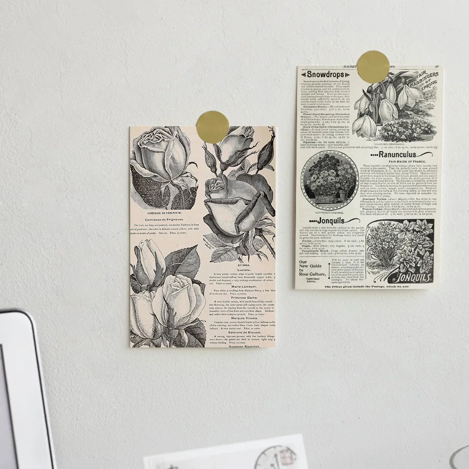 10pcs Vintage Flower Plant Card Poster Wall Sticker Message Card Postcard Teen Room Hotel Wall Decoration Home Decoration