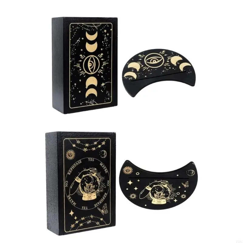 

77HC Tarots Cards Storage Box Portable Cards Container Astrology Trinkets Box Organizers Storage Box with Card Holder