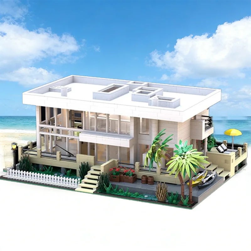 3314 Piezas, Construcción de la Casa de la Isla de Fuego de Richard Meier, MOC, Bloques de Construcción Modulares Personalizables, Juguete de Ensamblaje Simple para Niños, Regalo